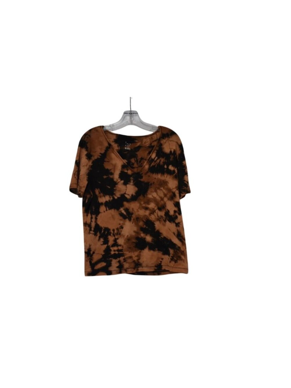 Women's A New Day Custom Bleach Dye Black Brown V-neck T-shirt Size XL